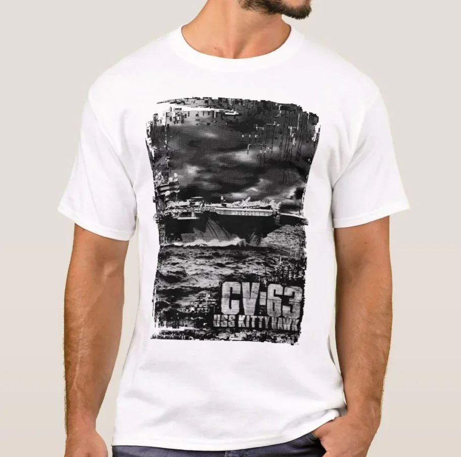 USS CV-63 Kitty Hawk Aircraft Carrier T-Shirt 100% Cotton O-Neck Short Sleeve Summer Casual Mens T-shirt Size S-3XL