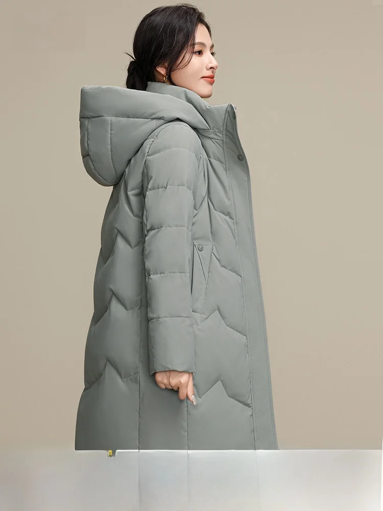 

Женская демисезонная пуховая куртка Snowy Flight 2026 средней длины со съемным капюшоном, повседневная, теплая, для мам, для поездок на работу, модная, из полиэстера