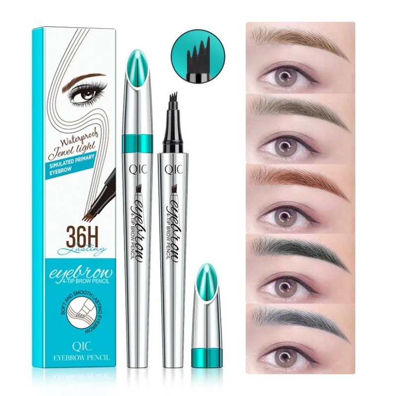 Four-Claw Sketch Eyebrow Pencil Black Brown Gray Liquid Eye Brow Pencil Waterproof Long Lasting 3d Microblading Eyebrow Pen