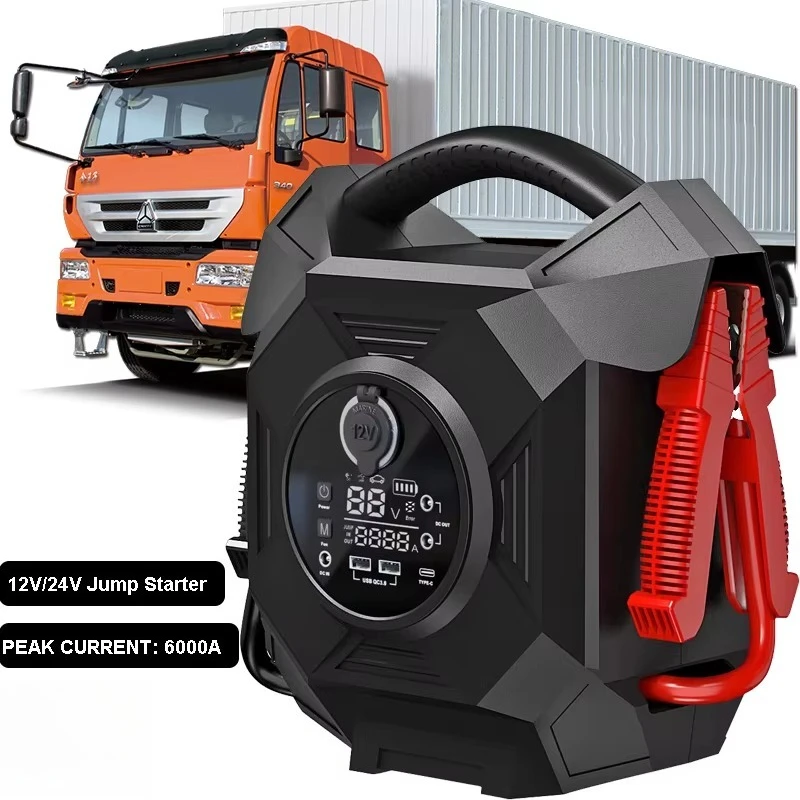 

OEM ODM Battery Boo ster Pack 12v 24v with peak Current 6000A 12 24 Volt Jump Starter Car Battery Jump Starter 12/24V