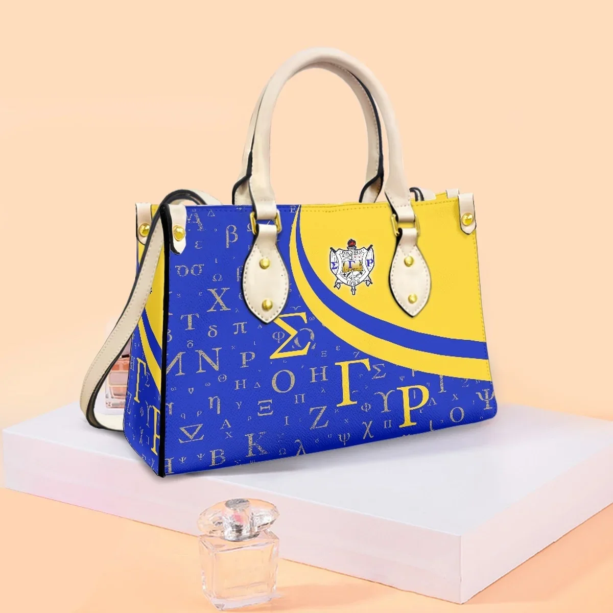 Sigma Gamma Rho PU Leather Handbag Fashion Top-handle Travel Party Vintage Cross Body Bags Female Clutch Small Messenger Tote