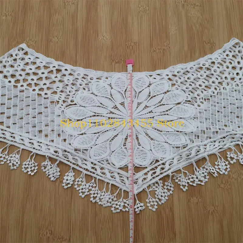 49MC Women Summer Sweet Lace Sunscreen Shawl Wrap Hollow Crochet Floral Wedding Cover Up Shrug Scarf Bridal Prom Bolero Cape