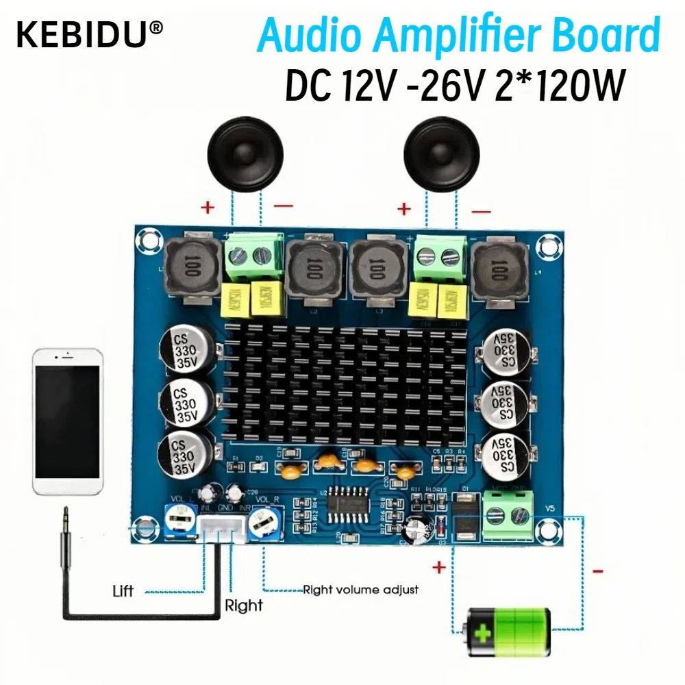 

XH-M543 TPA3116 D2 2*120W Dual Channel Digital Stereo Audio Power Amplifier Board High Power DIY 240W Amplificador Sound Board