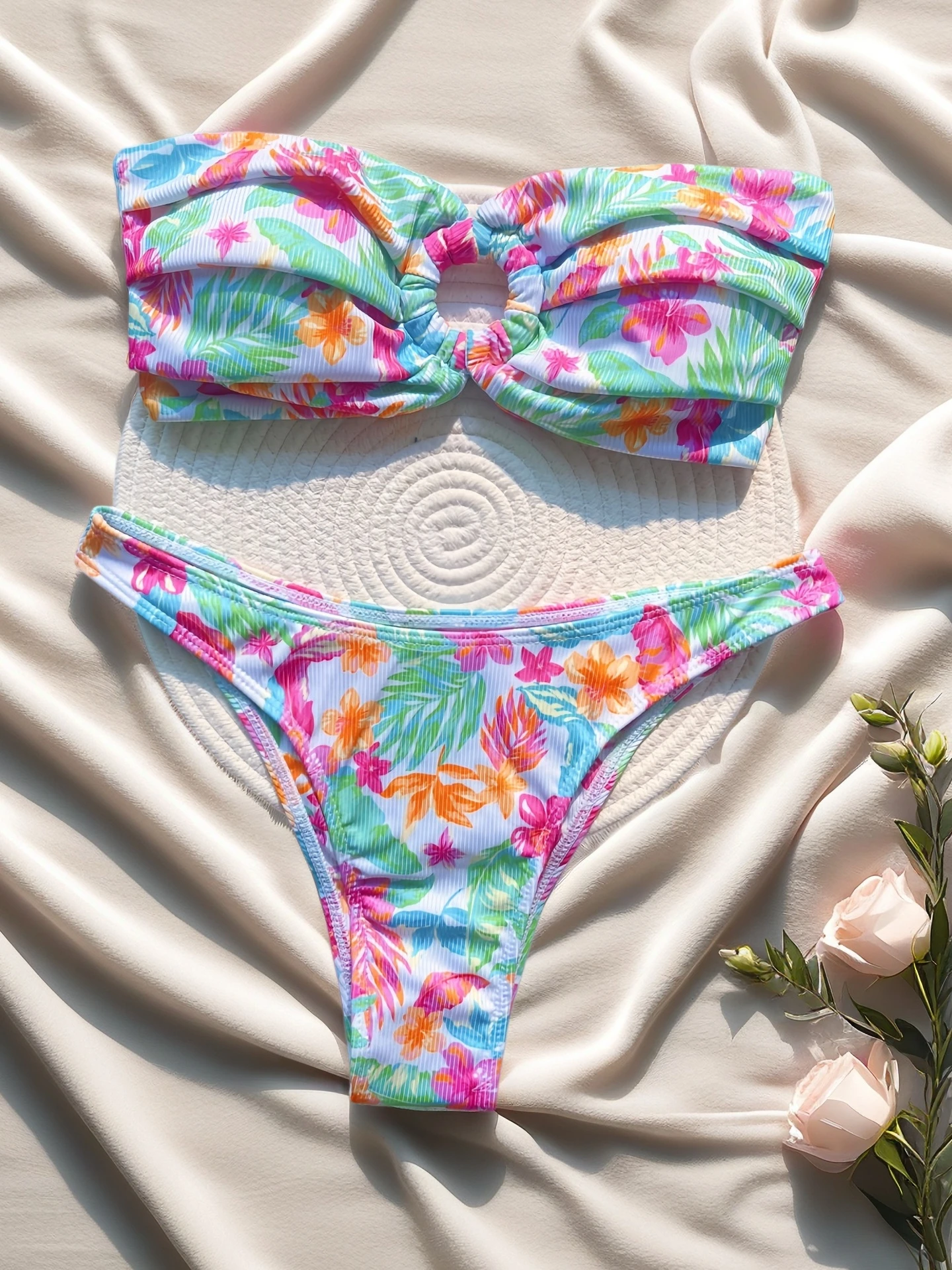 

RUOTONGSEPT Sexy Grid Flamingo Print Swimsuit Woman 2023 New Two-Piece swimwear Push up Thongs Bikinis Set Bathing Suit Biquini
