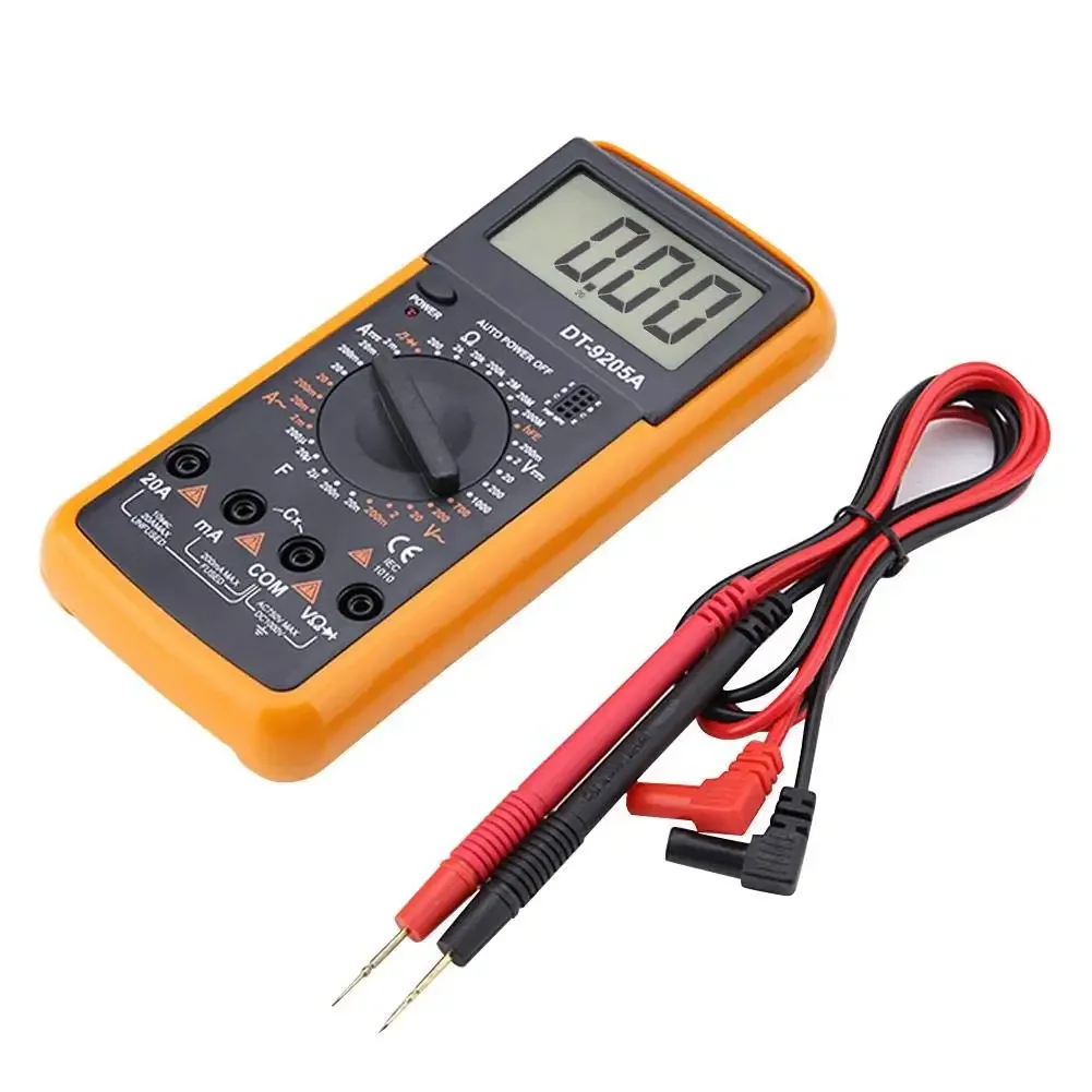 DT9205A Digital Multimeter AC DC Voltage Current Resistance Capacitance Tester LCD Multi Meter with Test Leads for Electric Work