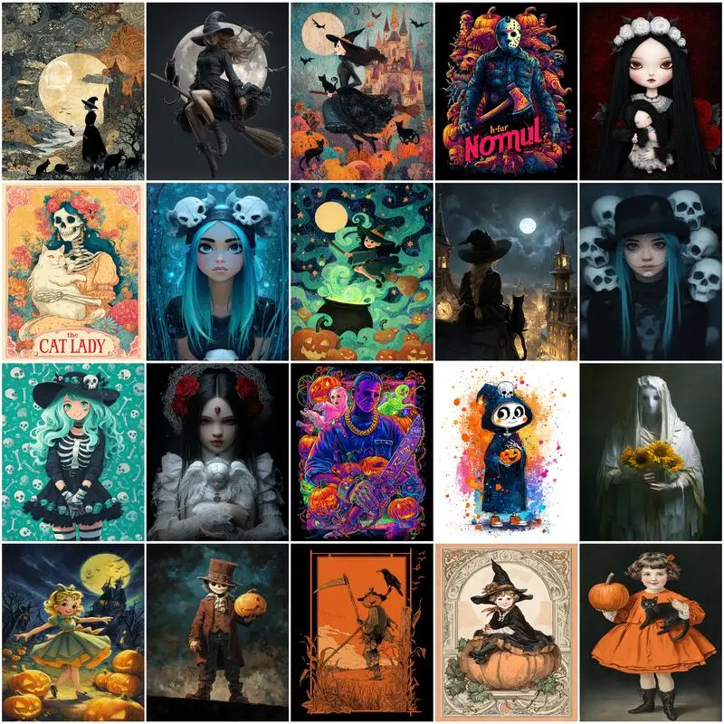 

Paint By Number Adult Kit Canvas Art Painting Character Halloween Acrylic Paints Diy Adult Coloring Markers By Numbers