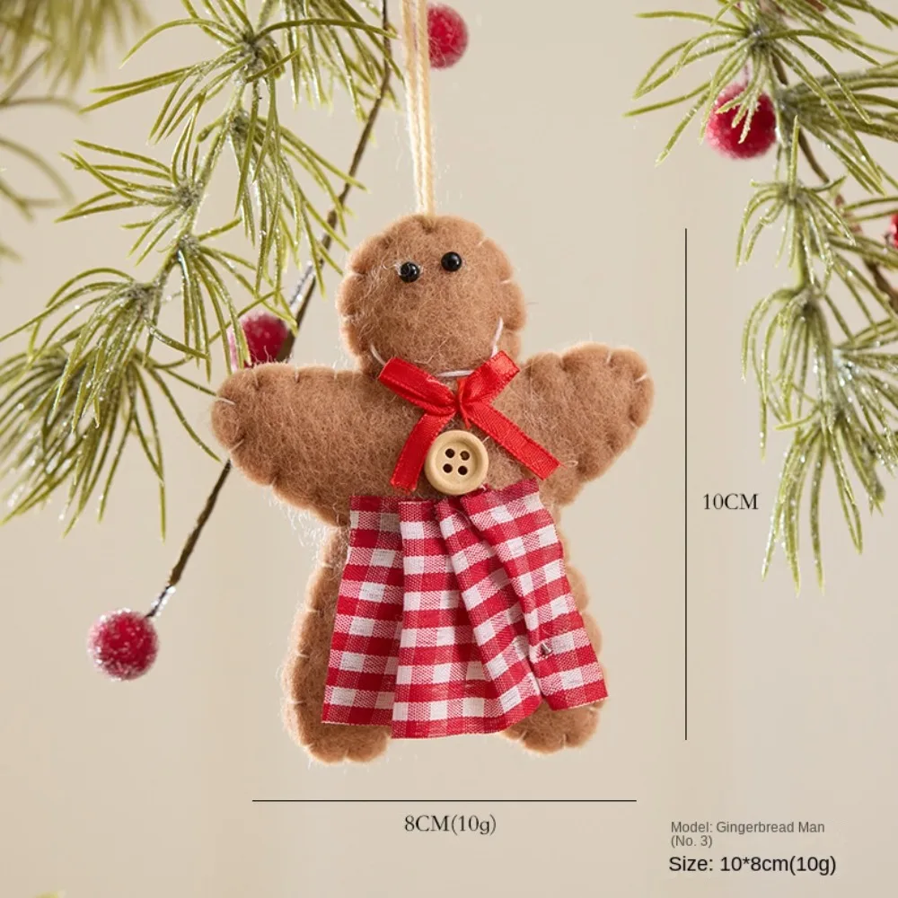 Cute Furrly Christmas Tree Polyester Fabric Xmas Tree Hanging Ornament Gingerbread Couple