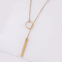 2025 Fashion Hot Sale Women Girls Circle Strip Long Chain Necklace Collares Kolye Bijoux Femme Choker Necklace