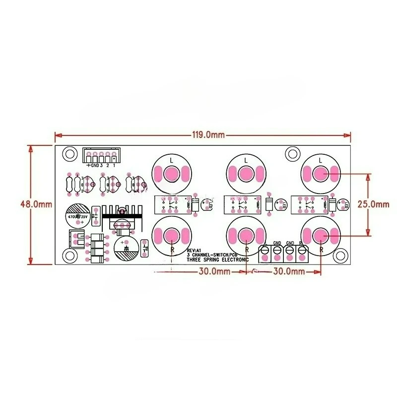 Audio Source Switch Board 3 Way/4 Way Inputs   25mm/30mm With  And Cable