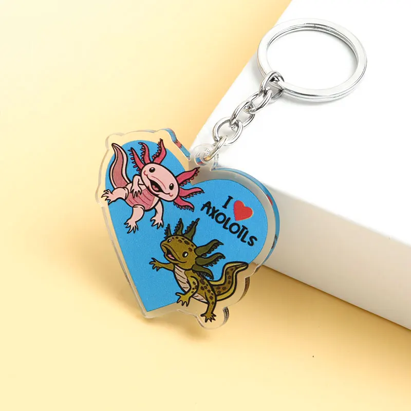 Lovely Axolotl Series Acrylic Keychain Men Women Trendy Accessories Creative Gifts Kawaii Animal Image Keyring Keys Bag Pendant