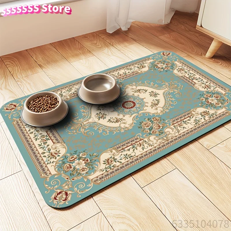 Soft Pet Feeding Mat, Splash-Proof, Absorbent, Non-Slip, Durable, Easy Clean for Dogs and Cats, Pet Food & Water Bowl Mat Wash