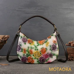 2024 New Small Genuine Leather Women Shoulder & Crossbody Bags For Woman Handbag Embossed Hand-painted Women's Bag Multi