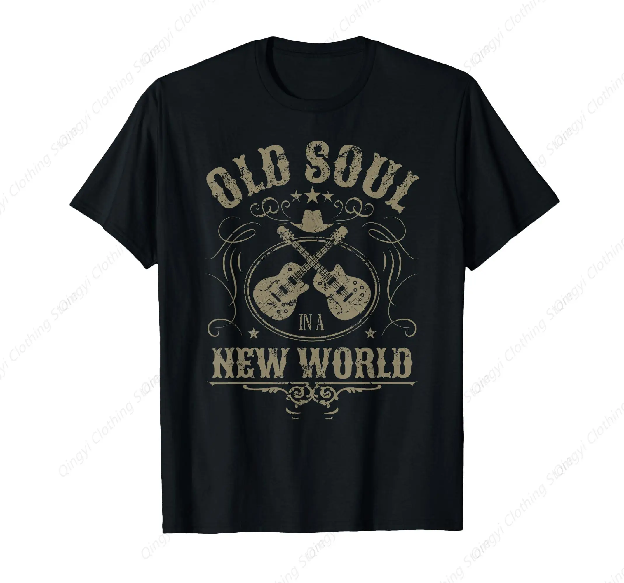 

Old Soul in a New World Country Bluegrass Music Guitar Fan T-Shirt