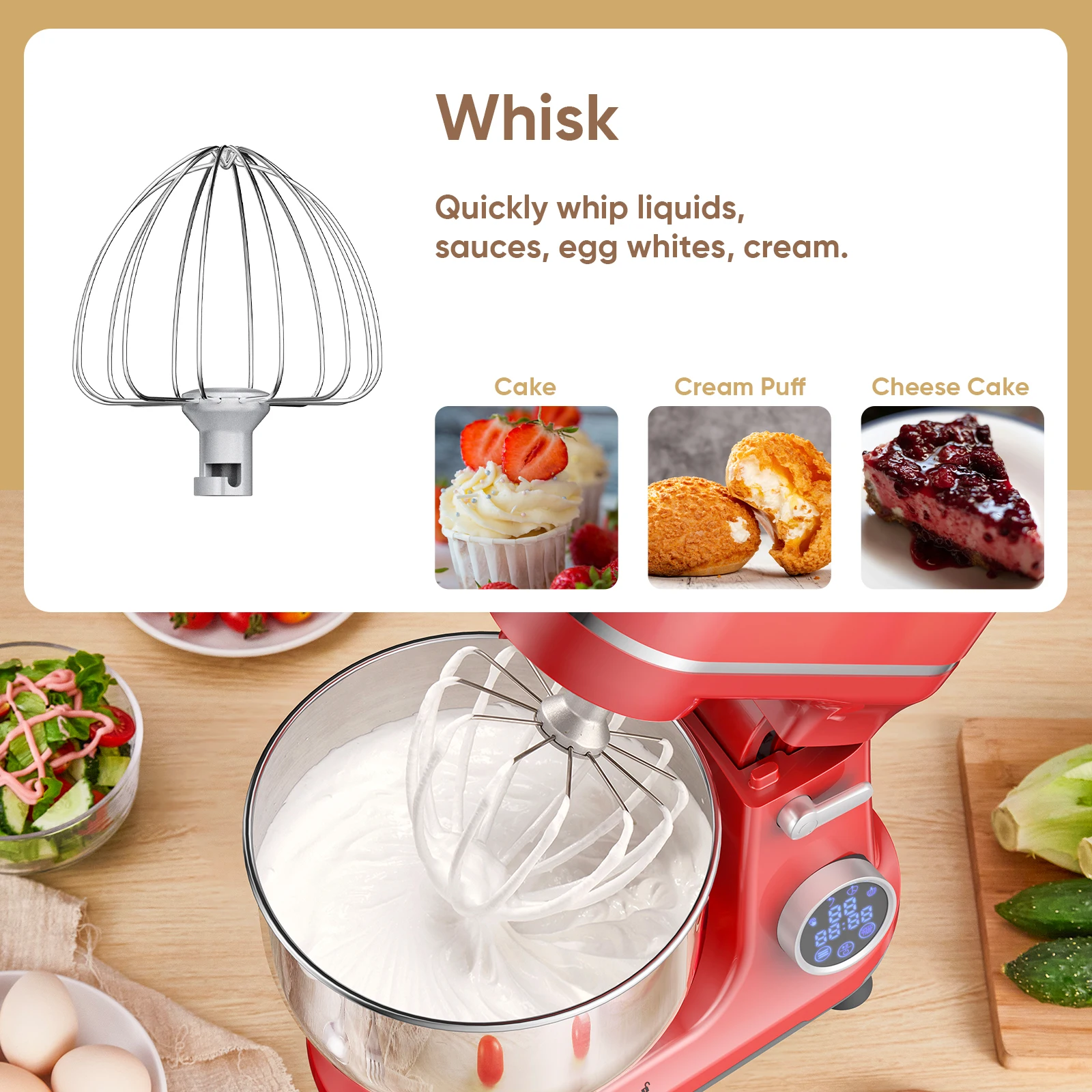 خلاط طعام المطبخ BioloMix، محرك بتيار مستمر 1200 وات 11 سرعات، شاشة OLED رقمية، خلاط طعام كهربائي مع خطاف عجين، خفق #5