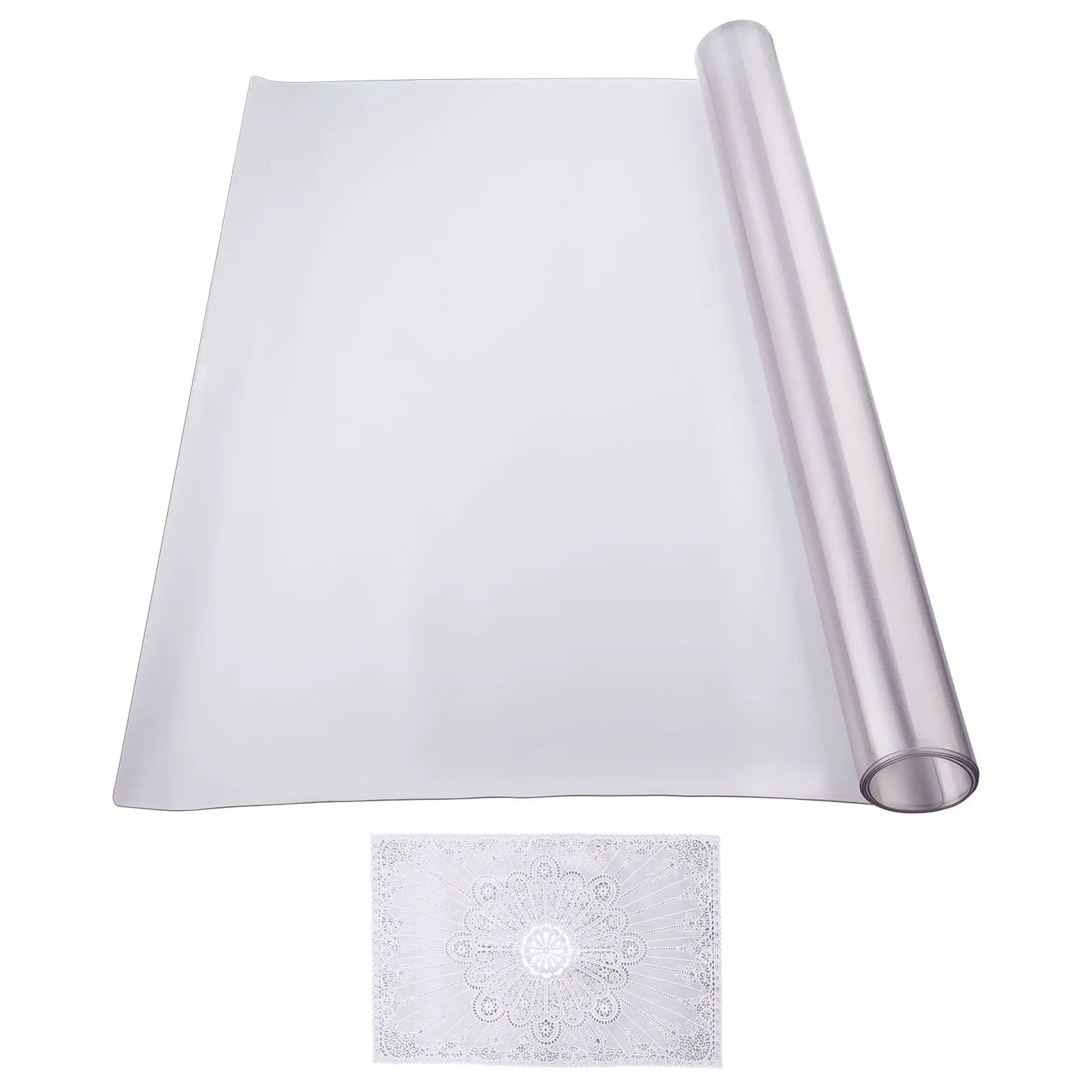 Plastic Table Cover, 24 x 48 Inch 1.5 mm Thick Frosted Table Protector, Rectangle PVC Desk Mat, Waterproof & Easy Cleaning Desk Pad Tablecloth, for Office Dresser Dining Room Table Night Stand
