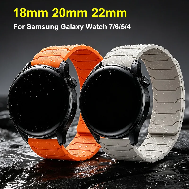 Magnetic Loop Strap For Samsung Galaxy Watch 7/6/5/4 Classic Silicone band 18/20/22mm Bracelet For HUAWEI GT6 GT5 6Pro GT4 46mm