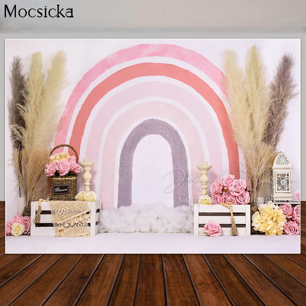 Cake Smash Birthday Backdrop for Bohemia Theme Children Kids Newborn Baby Portrait Photography Background Photo Studio Props