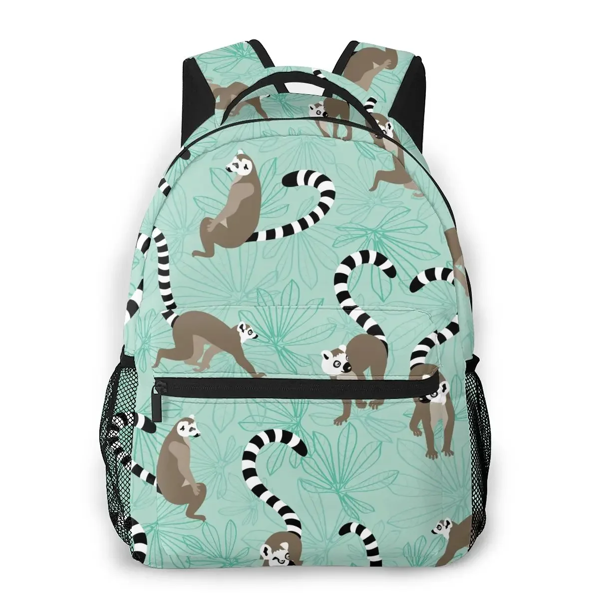 Mochila Katta-Lemur com Folhas Maniok para Mulheres, Mochila Escolar de Grande Capacidade para Adolescentes, Mochila de Viagem