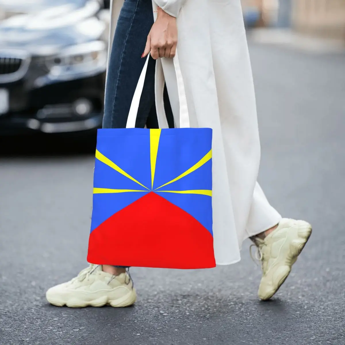 974 Reunion Island Flag Shopping Bags Ladies Canvas The Tote Bag Reusable Ladies Shoulder Tote Travel Handbag