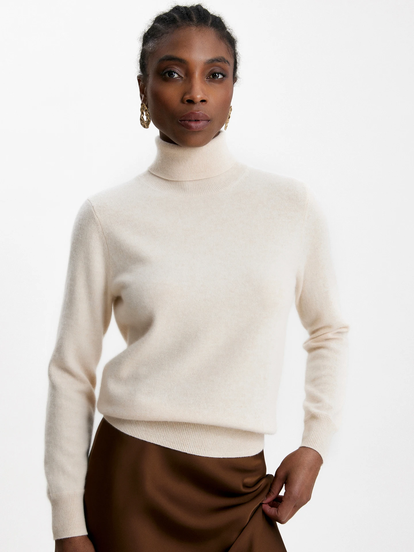 TLOML Women's 100% Baby Cashmere Sweater Turtleneck Solid Pullover Autumn Winter Cashmere knitwear Soft Warm High Quality Tops