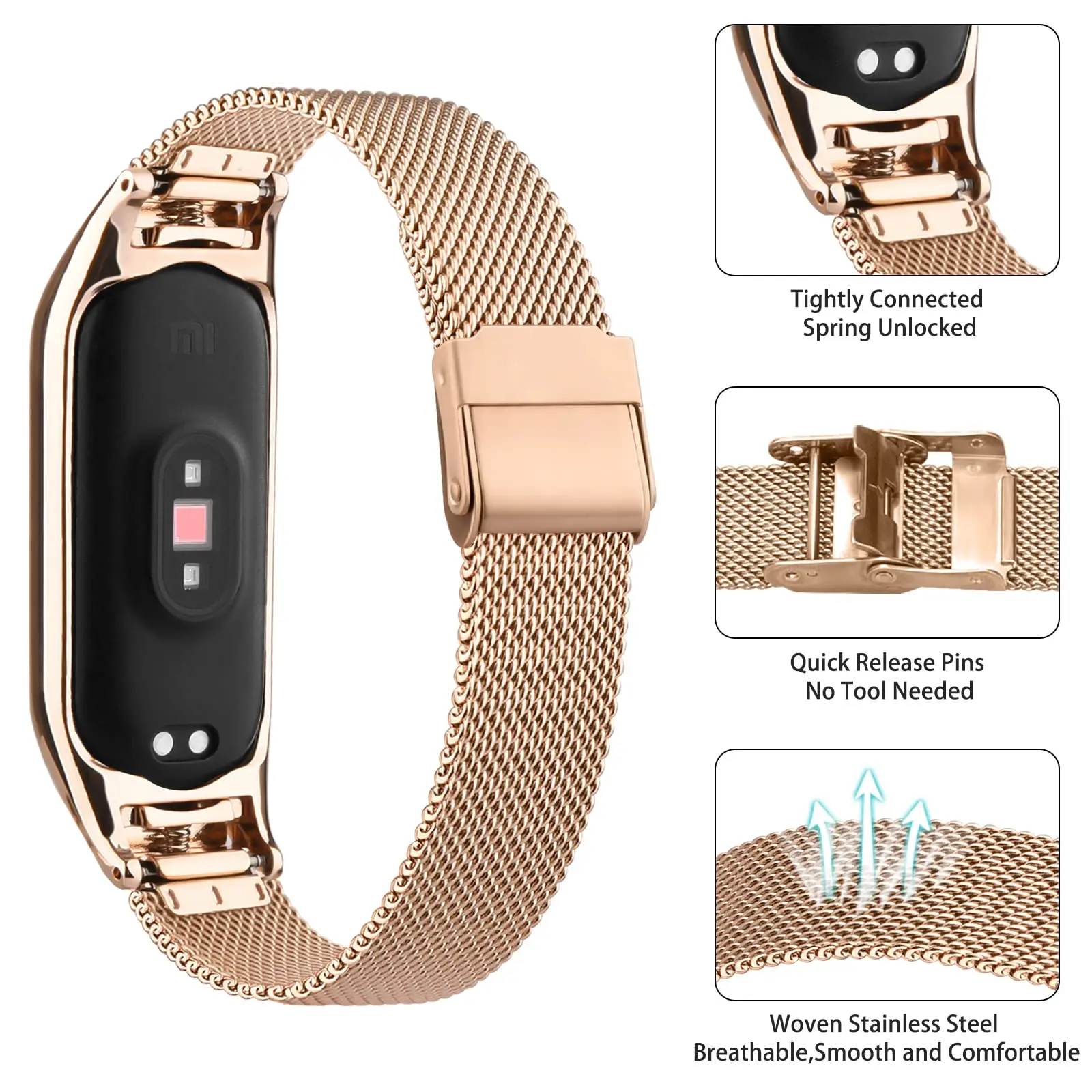 Strap for Xiaomi Mi Band 6 bracelet stainless steel metel watch wristband Correa Miband band6 band4 for Xiaomi mi band 3 4 5 6 7