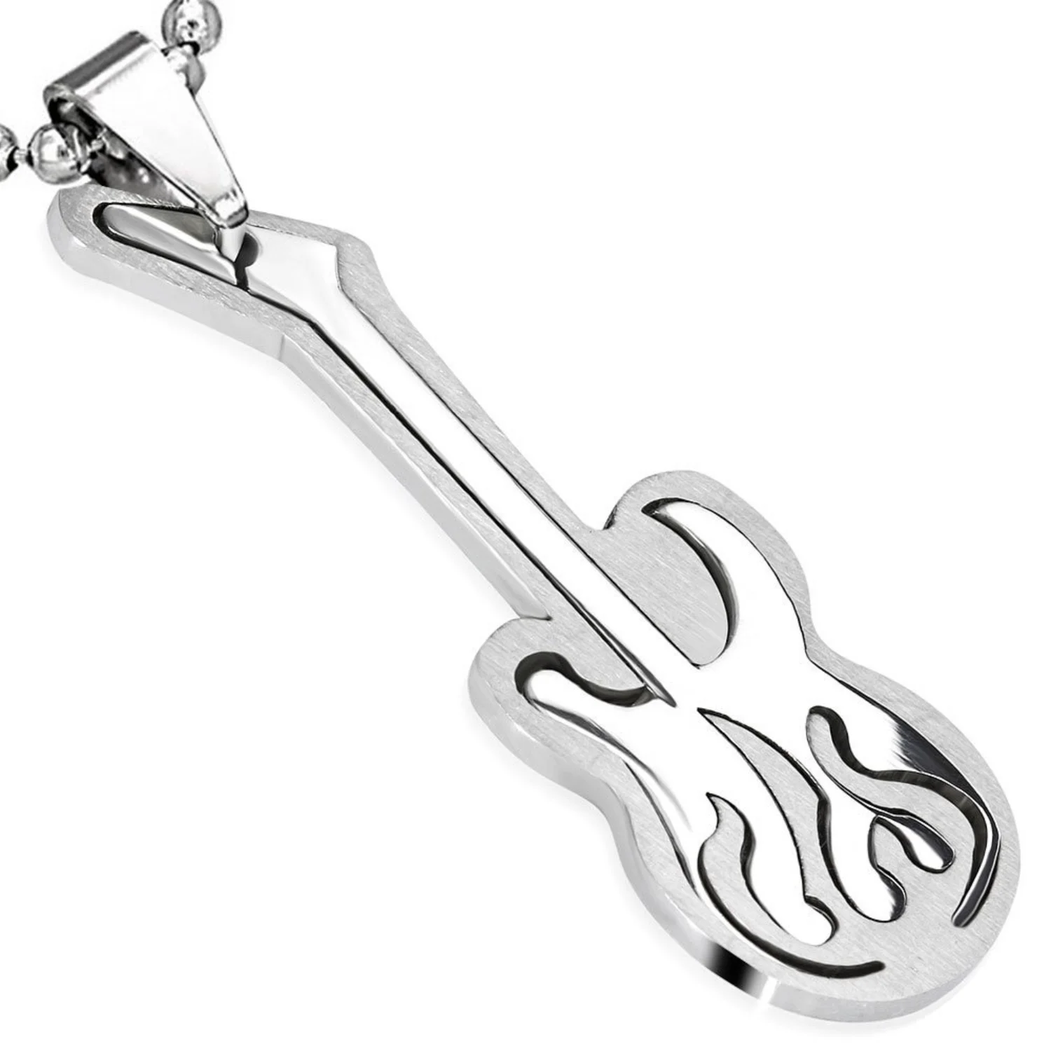 

Electric Guitar Pendant Necklace Stainless Steel Silver-Tone 24"