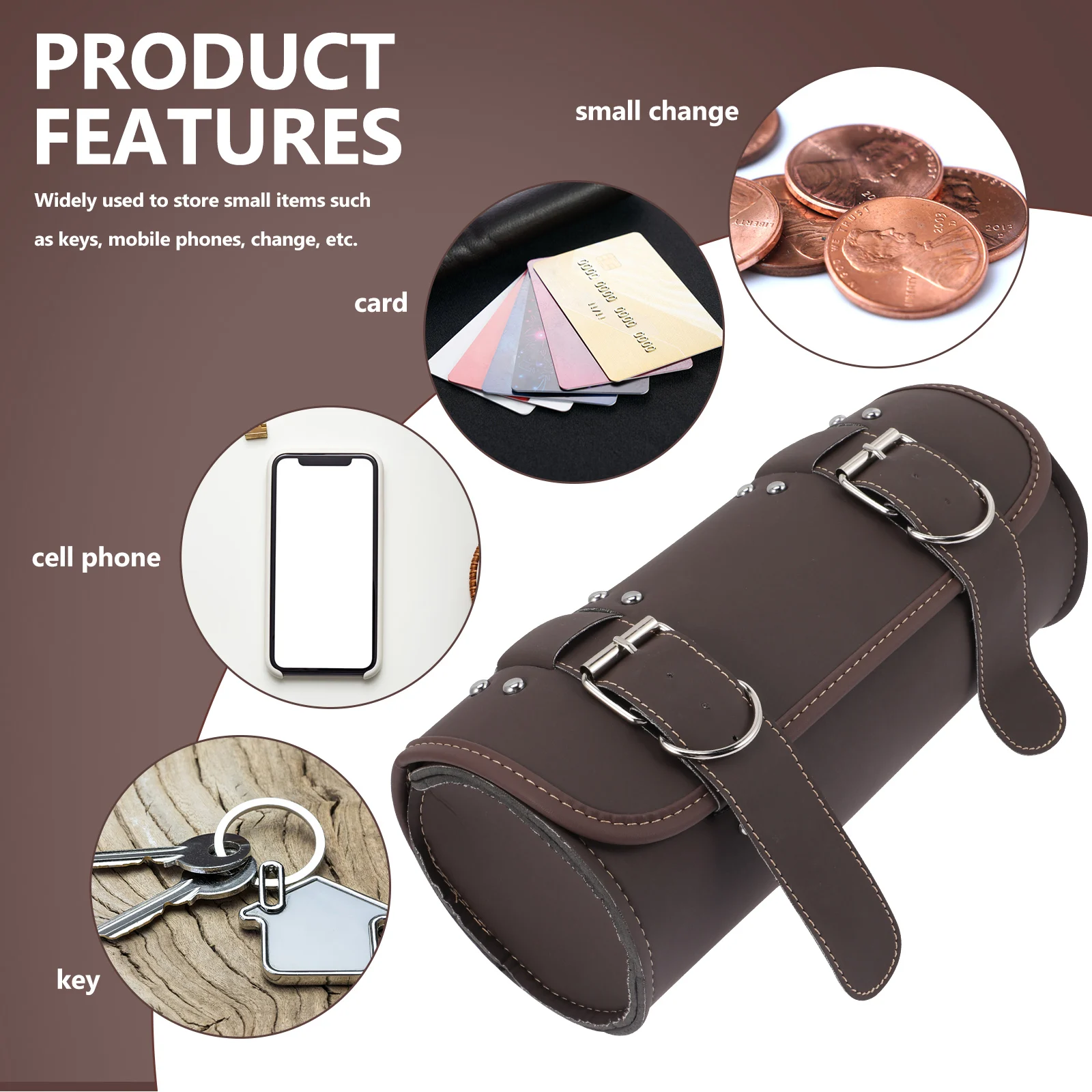 

Motorcycle Handlebar Bag Pu Tool Organizer Pouch For Bike Motorbike Long Rides Storage Waterproof Wear Resistant