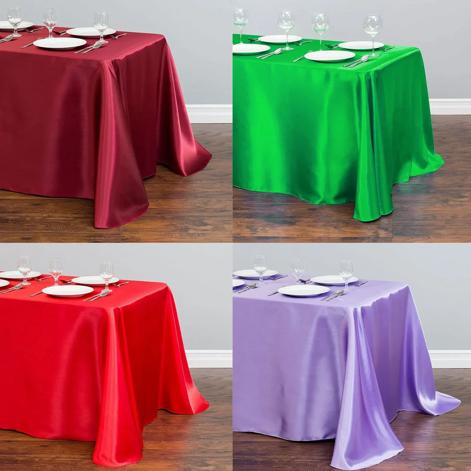 

2023 tablecloth decoration cover bright 30 colors Tablecloth for Birthday Christmas Home Party Table Cloth Rectangular Satin