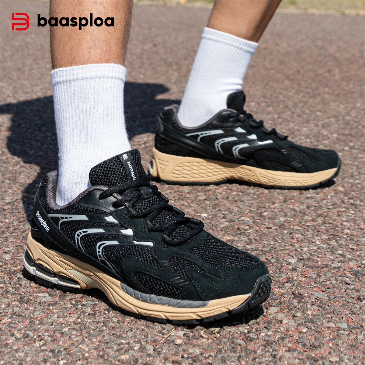 Bassploa-Chaussures de course décontractées pour hommes, surface en maille, respirantes, coordonnantes, légères, de basket-ball