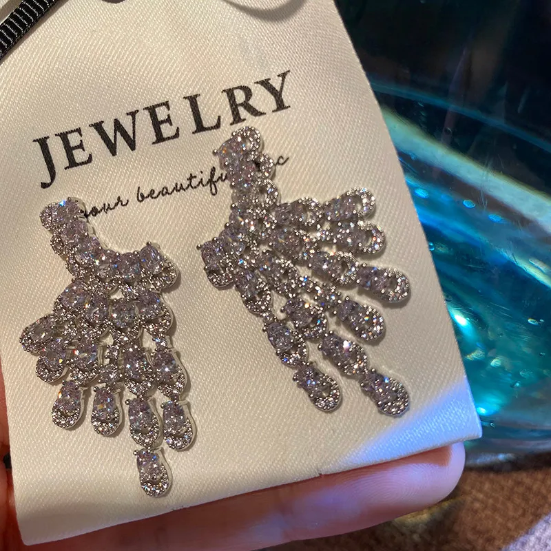 Fashion New Fringed Zircon Light Luxury Earrings