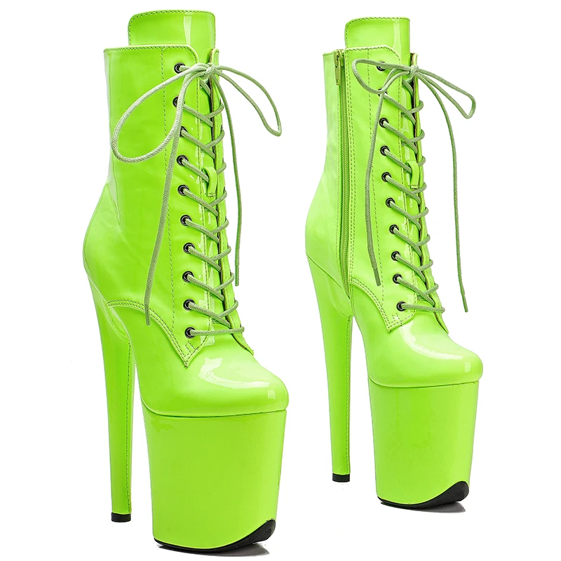 Leecabe  20CM/8Inch Patent PU upper Trend fashion high heel platform stripper heel Pole Dance ankle boots