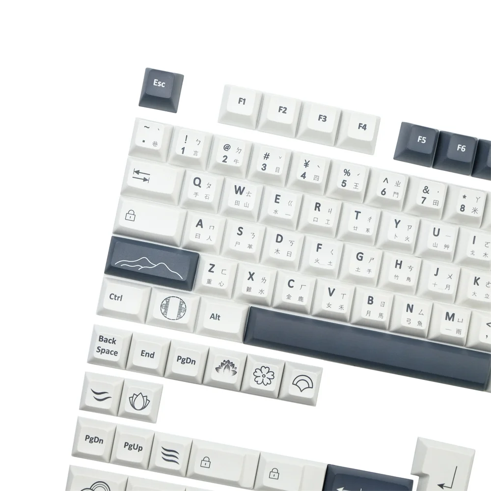 PBT Lotus Keycap KCA Profile 142 Keys/Set DYE Subbed Custom Design White Black 2u 2.25u 2.75u 3u 6.25u 7u Spacebar For MX Switch