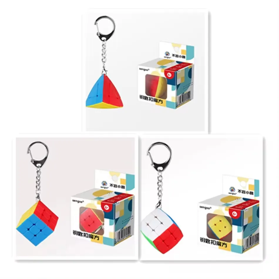 SengSo-Llavero de Cubo Mágico profesional, rompecabezas de velocidad de 3x3x3, colgante de Cubo, Mini Cubo mágico, juguetes educativos, regalos de aprendizaje para niños