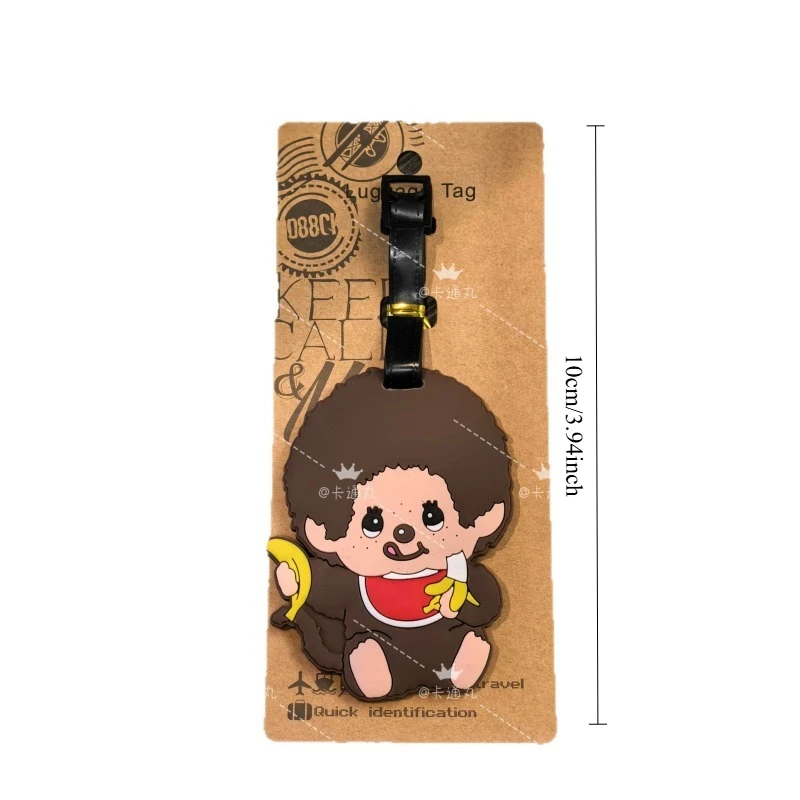 Monchhichi PVC-Gepäckanhänger aus weichem Gummi, tragbarer Reisekoffer-Anhänger, Schlüsselanhänger, Gepäck-ID-Etikett für Rucksack und Trolley – Detail 1