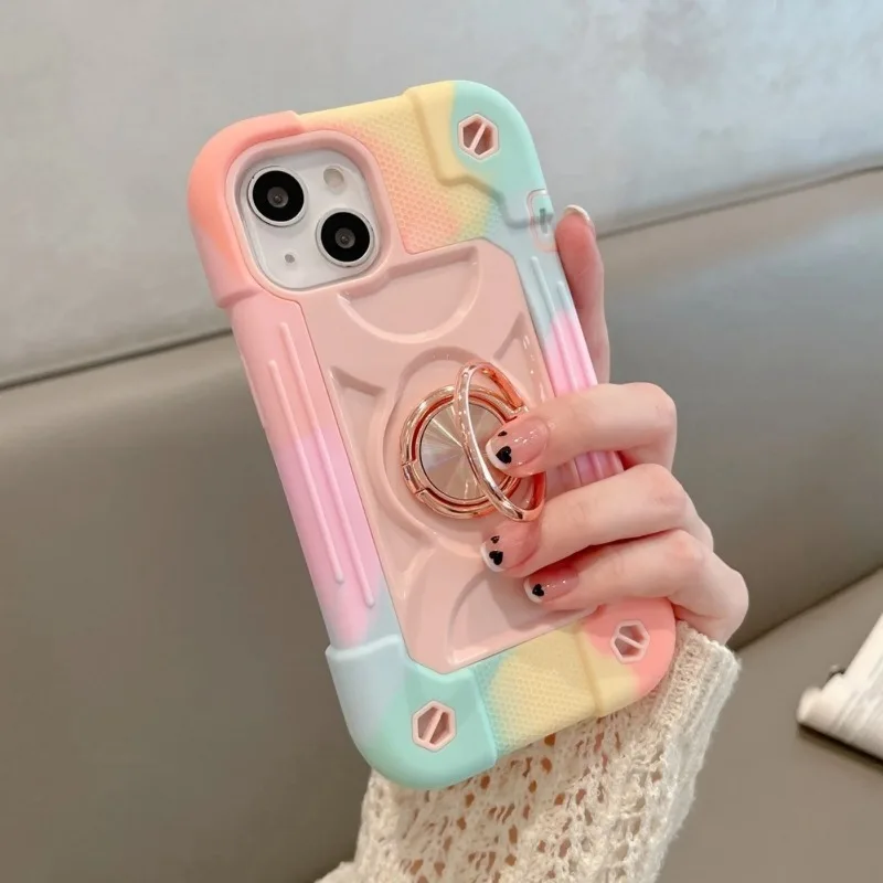 Luxury Heavy Duty Ring Holder Lanyard Case for IPhone 17 Pro Max PC TPU Armor Cover for IPhone 11 12 13 14 15 16 Pro Max Plus