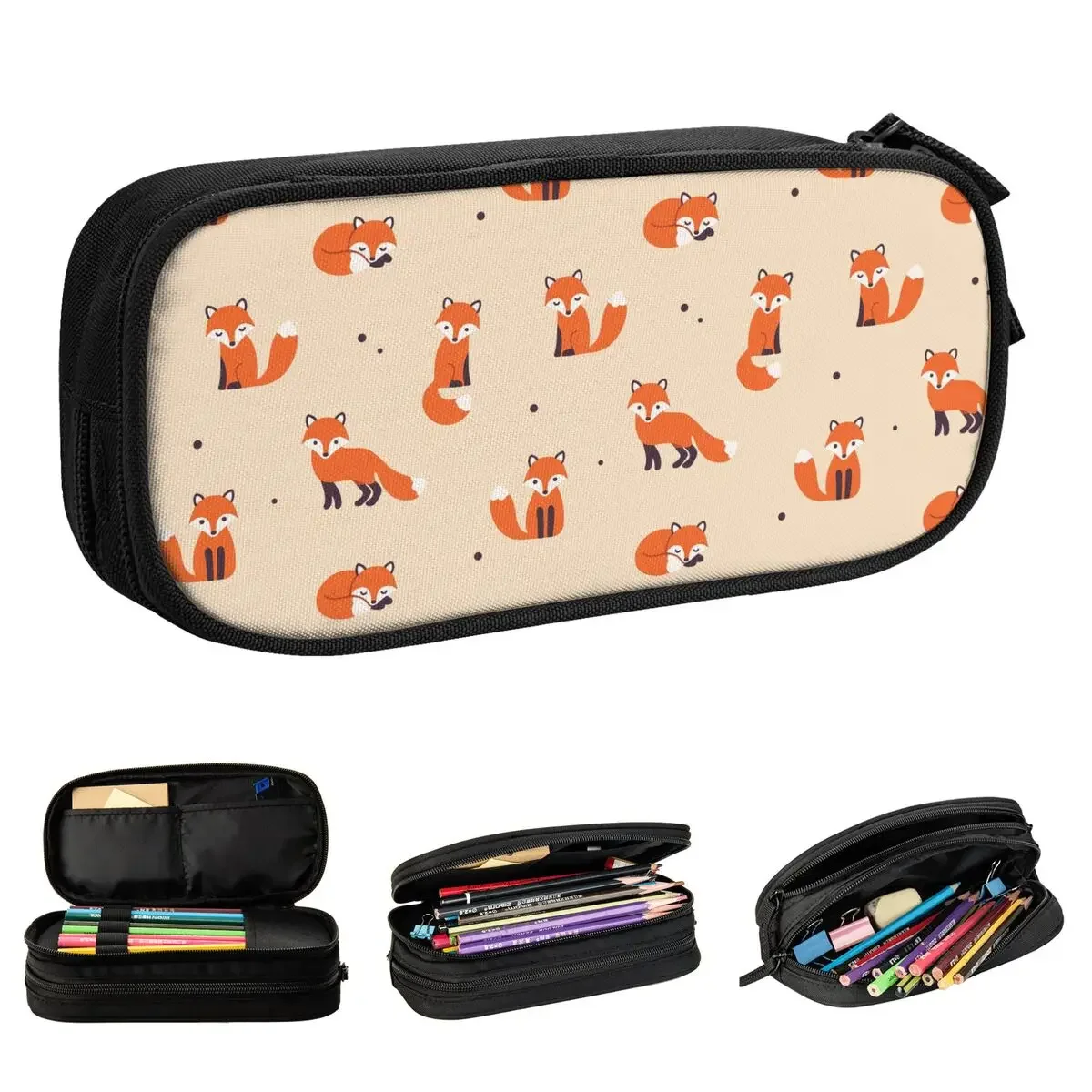 

Lovely Cute Fox Cartoon Pattern Pencil Case Foxes Animal Pencilcases Pen Box for Student Bags Students School Gift Accessories