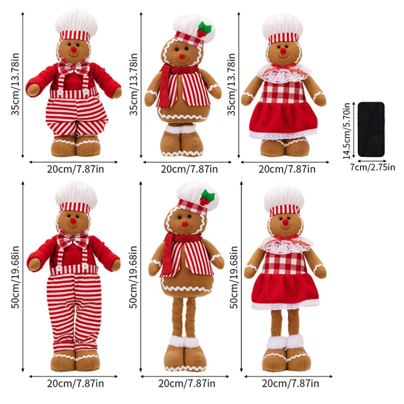 Lovely Gingerbread Figure Chef's Hat Overalls Apron Christmas Decor Holiday Home Kitchen Tabletop Display Birthday Party Gift