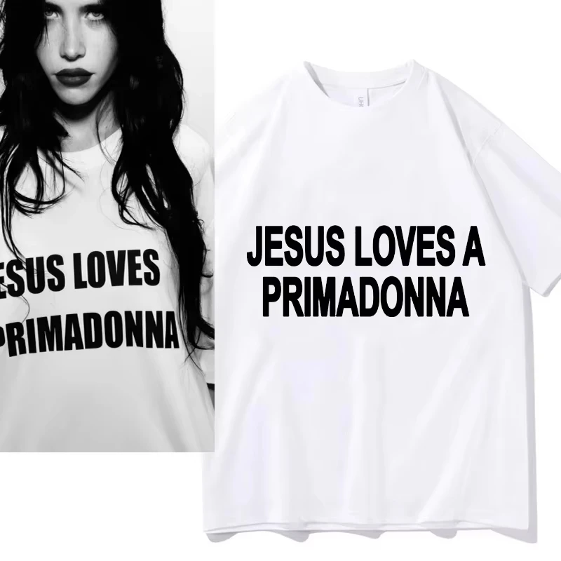 Nessa Barrett Jesus Loves A Primadonna T-Shirts Merch Men Clothes Trend Casual Short Sleeve Aesthetic Tops Pure Clothes