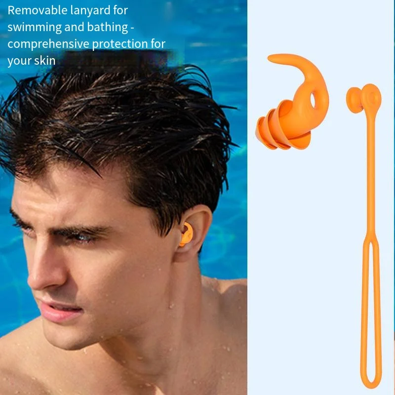 سدادات أذن للسباحة عازلة للصوت من ثلاث طبقات مع حزام حبل لمنع دخول المياه سدادة أذن هادئة للسباحة #5