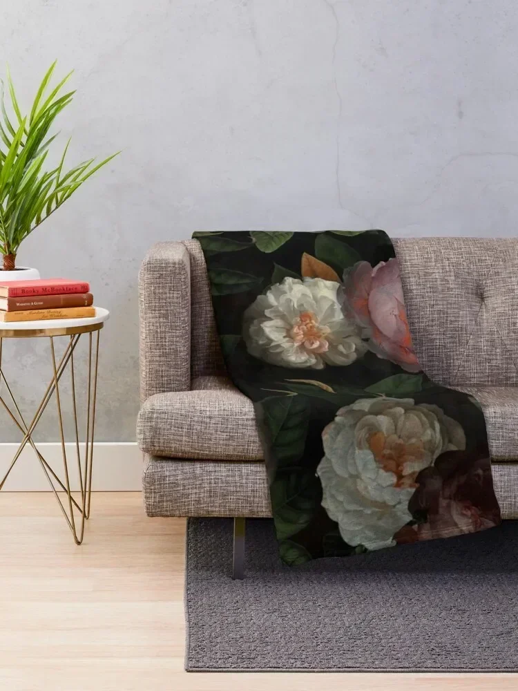 Black Jan Davidsz. de Heem Vintage Roses Flowers Botanical Garden Throw Blanket Blankets For Baby Large anime Kid'S Blankets