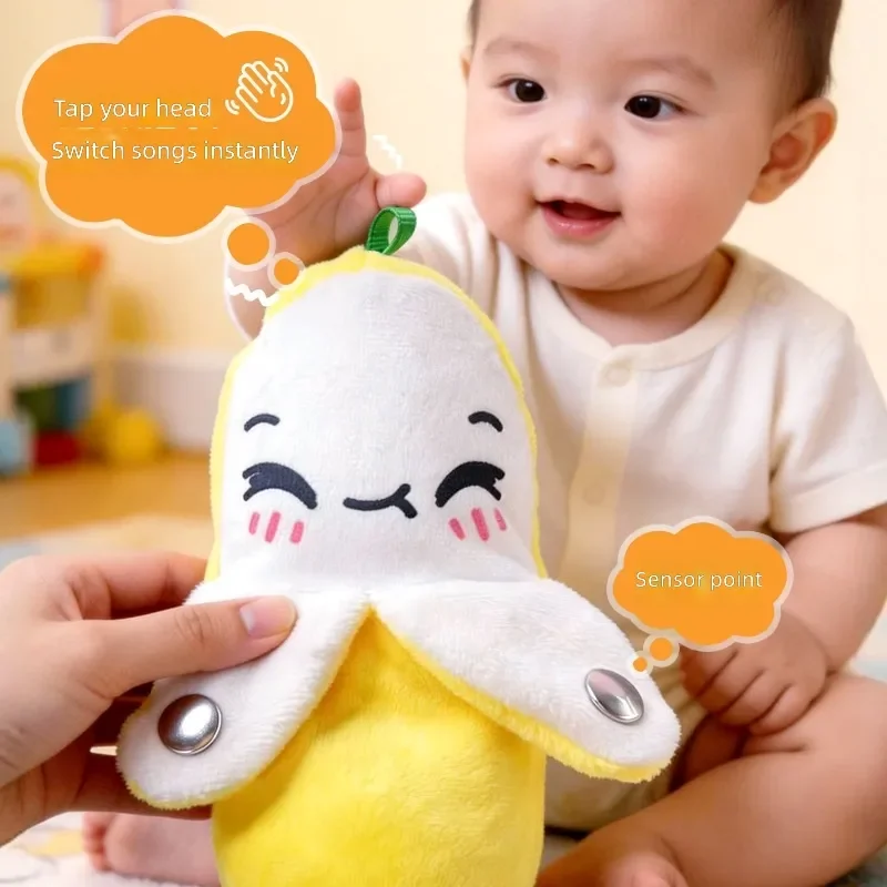 Plush Toy Piano Banana Fruit Design Human Body Induction Music Metronome Interactive Doll for Children Parent Child Playing