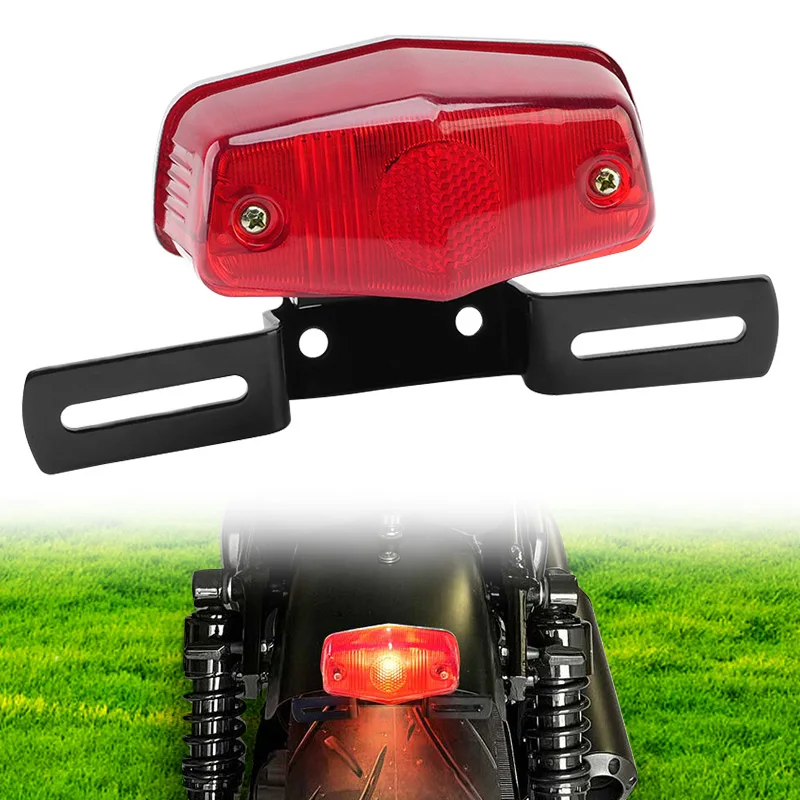 

Motorcycle Tail Light With License Plate Bracket Holder Retro Rear Lamp Led For Harley Honda Cafe Racer Custom Bobber Chopper