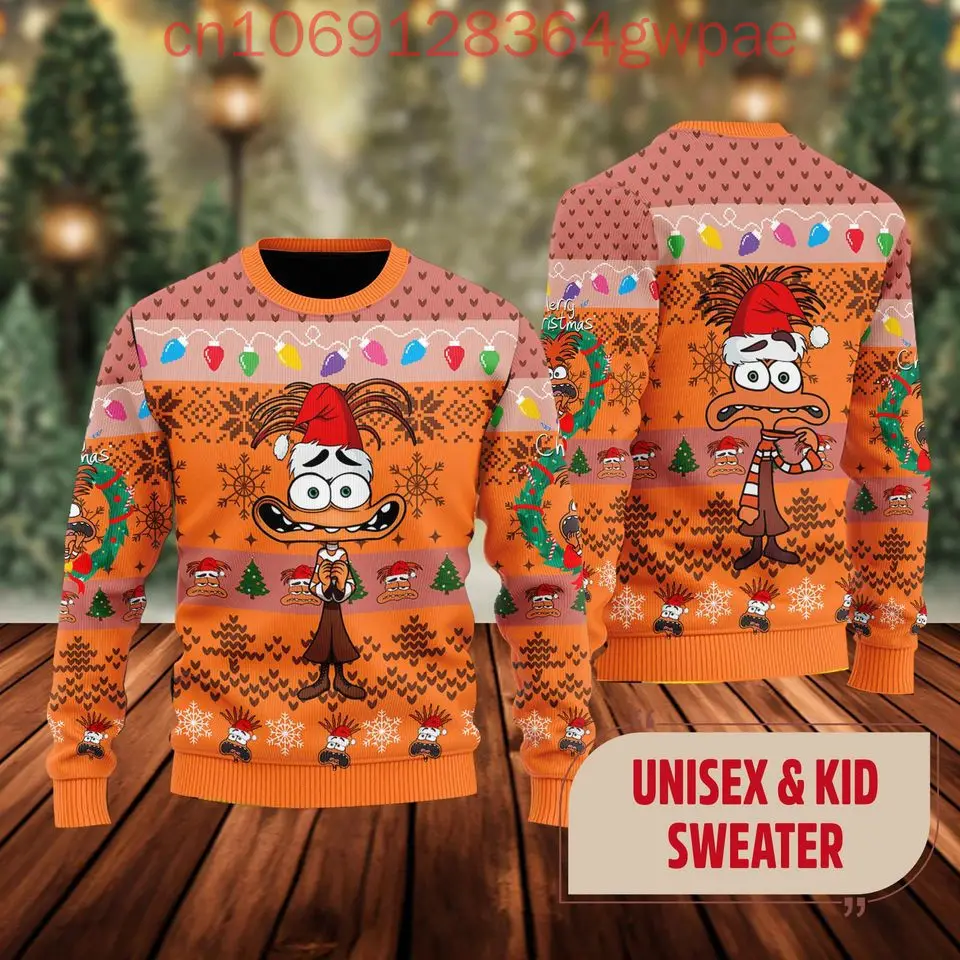 Sweater Disney Joy dalam keluar Natal, atasan Sweater 3d untuk pria dan wanita