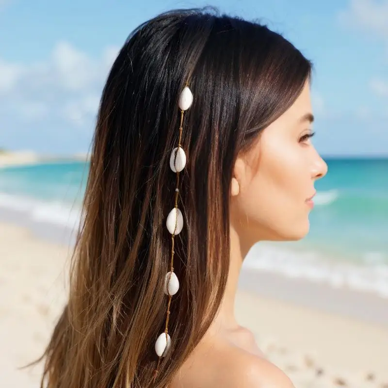 

New Boho Mermaid‑Style Shell Bead Hair Extension Strands Waterproof Dreadlock Core Jewelry For Braids Festival Hair Accessories