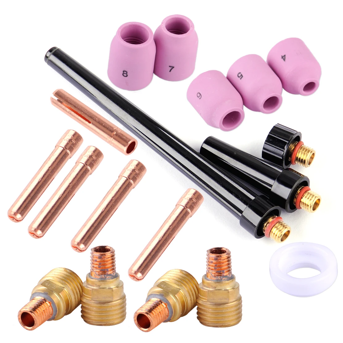 LETAOSK New 18pcs Collet Back Cap Ceramics Nozzle Gas Lens Kit Fit For WP-9 WP-20 WP-25 Series TIG Welding Torch