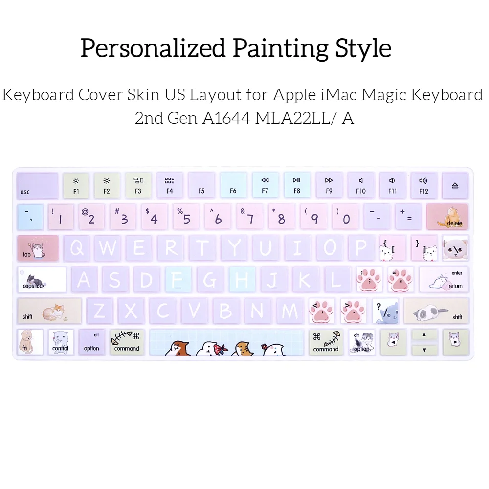 1pc Personalized Painting English Silicone Keyboard Cover Skin US Layout for Apple iMac Magic Keyboard 2nd Gen A1644 MLA22LL/ A