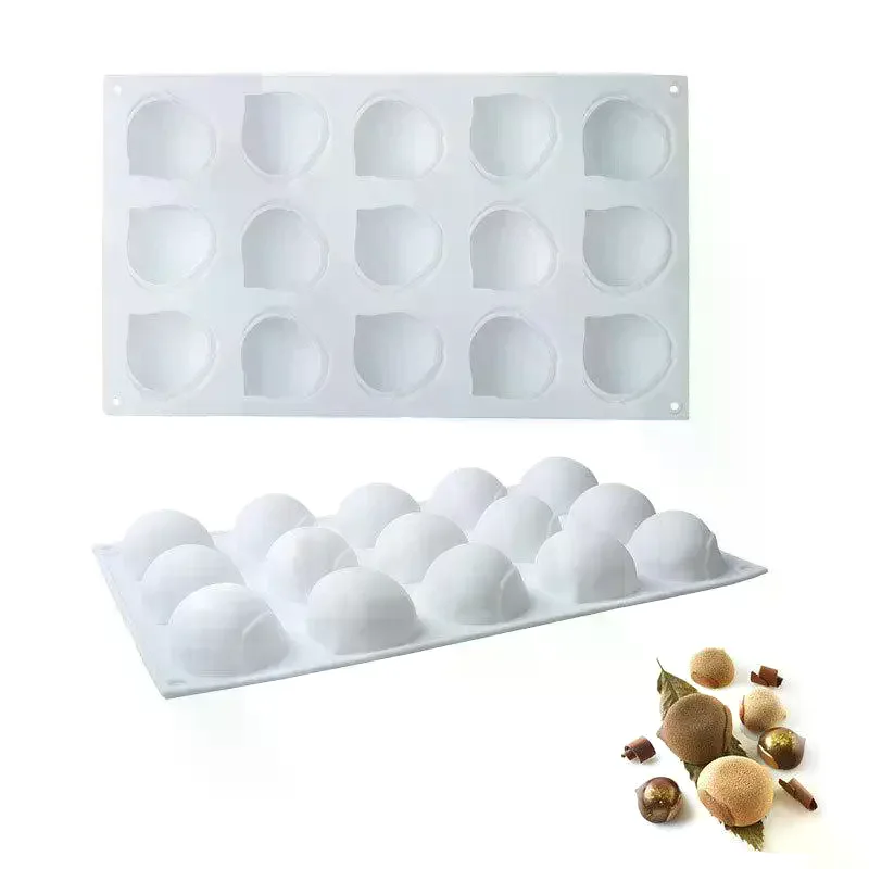 3D Chestnut Mousse Mold, Acorn Mold, 15 Chamber Hazelnut Silicone Mold, Baking Mold, Cake Decoration Tool