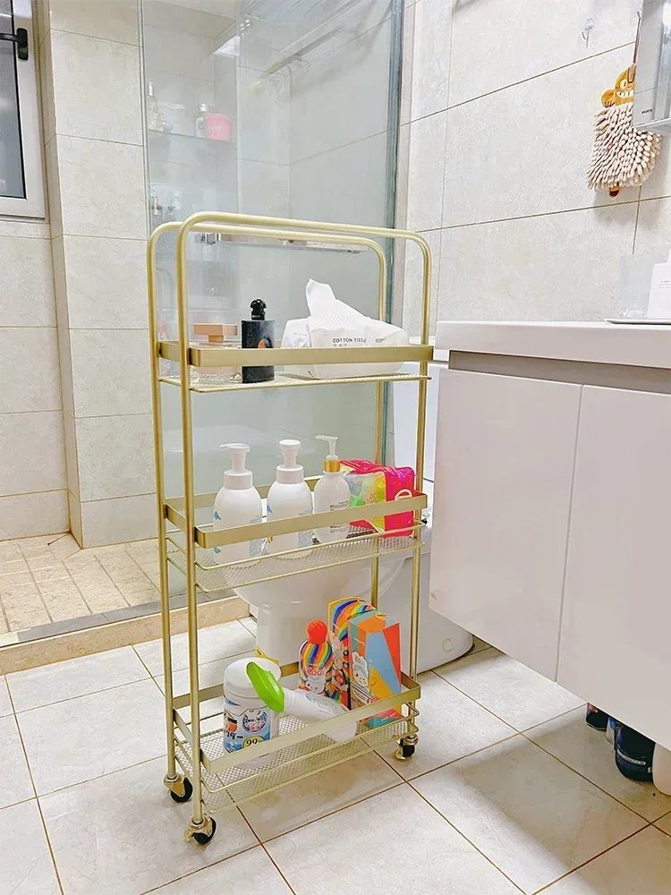 Luxury Storage Rack Bathroom Light Toilet Household Floor Crevice Wheels