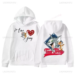 2024 Cat Tom Mouse Jerry Cartoon Couple Pullover Women Men Casual Sweatshirt Fashion Autumn Winter Hooded Unisex Ulzzang Hoody