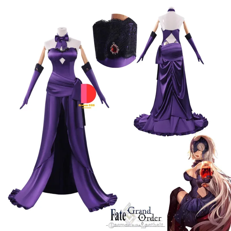 

Костюм для косплея Game Fate/Grand Order, аниме Alter, сексуальное фиолетовое платье для ролевых игр для женщин и взрослых, парик для вечеринки на Хэллоуин
